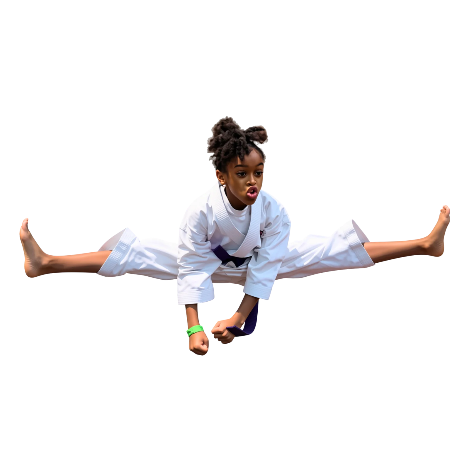 Dominic performing an airborne split